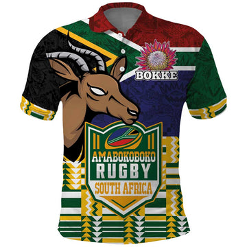 South Africa Rugby Polo Shirt Go Bokke-Amabokoboko Spirit LT03
