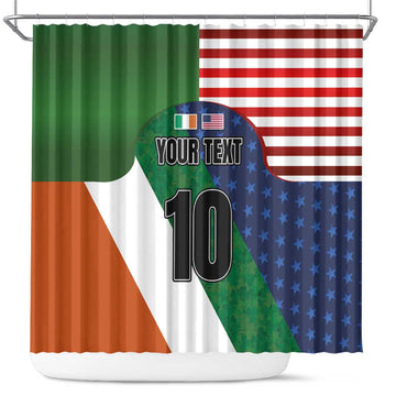 Custom Ireland and United States Shower Curtain Shamrocks and American Flag Style LT03