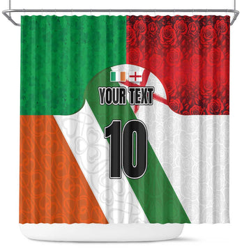 Custom Ireland and England Shower Curtain Celtic Shanrocks and Roses with Red Cross LT03