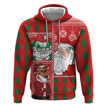 Australian Christmas Hoodie - Santa Koala Kangaroo and Holiday Cheer LT03
