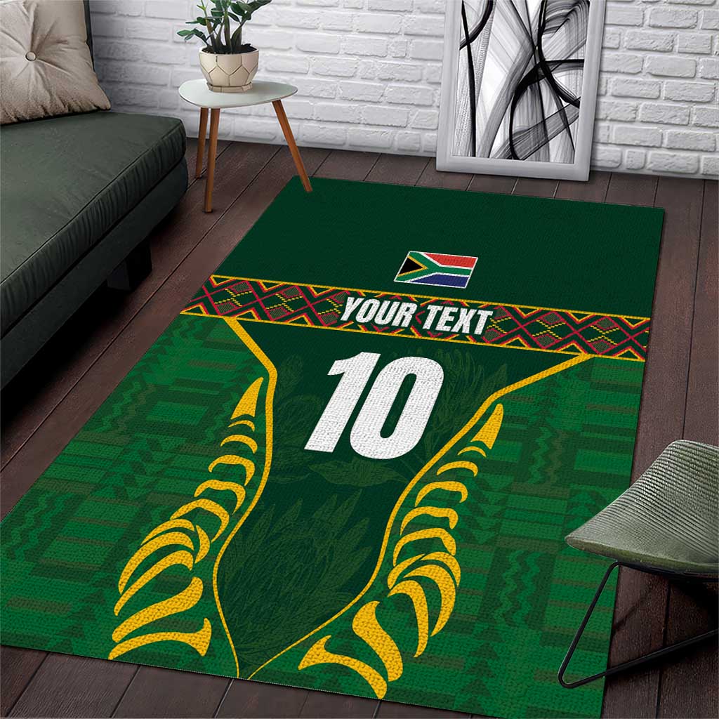 Custom South Africa Rugby Area Rug Springboks Spirit and King Protea LT03