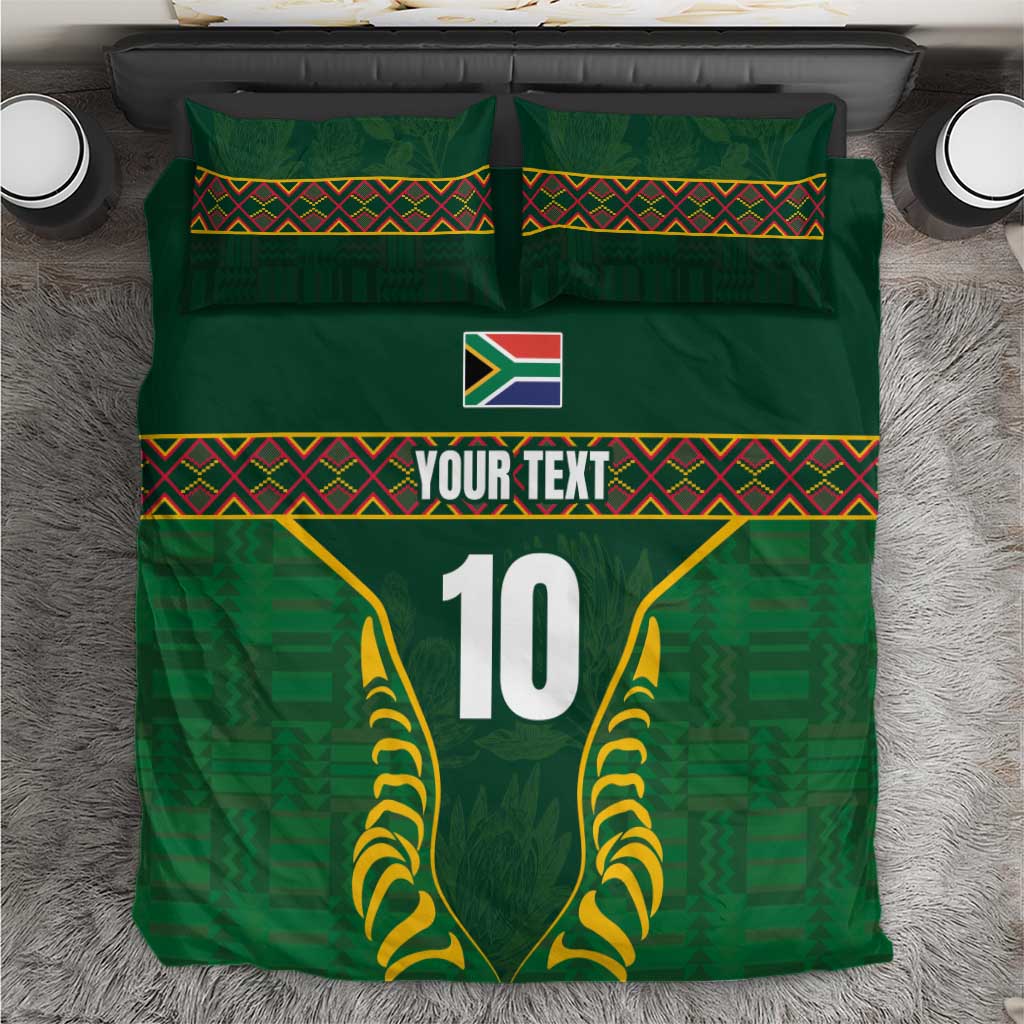 Custom South Africa Rugby Bedding Set Springboks Spirit and King Protea LT03