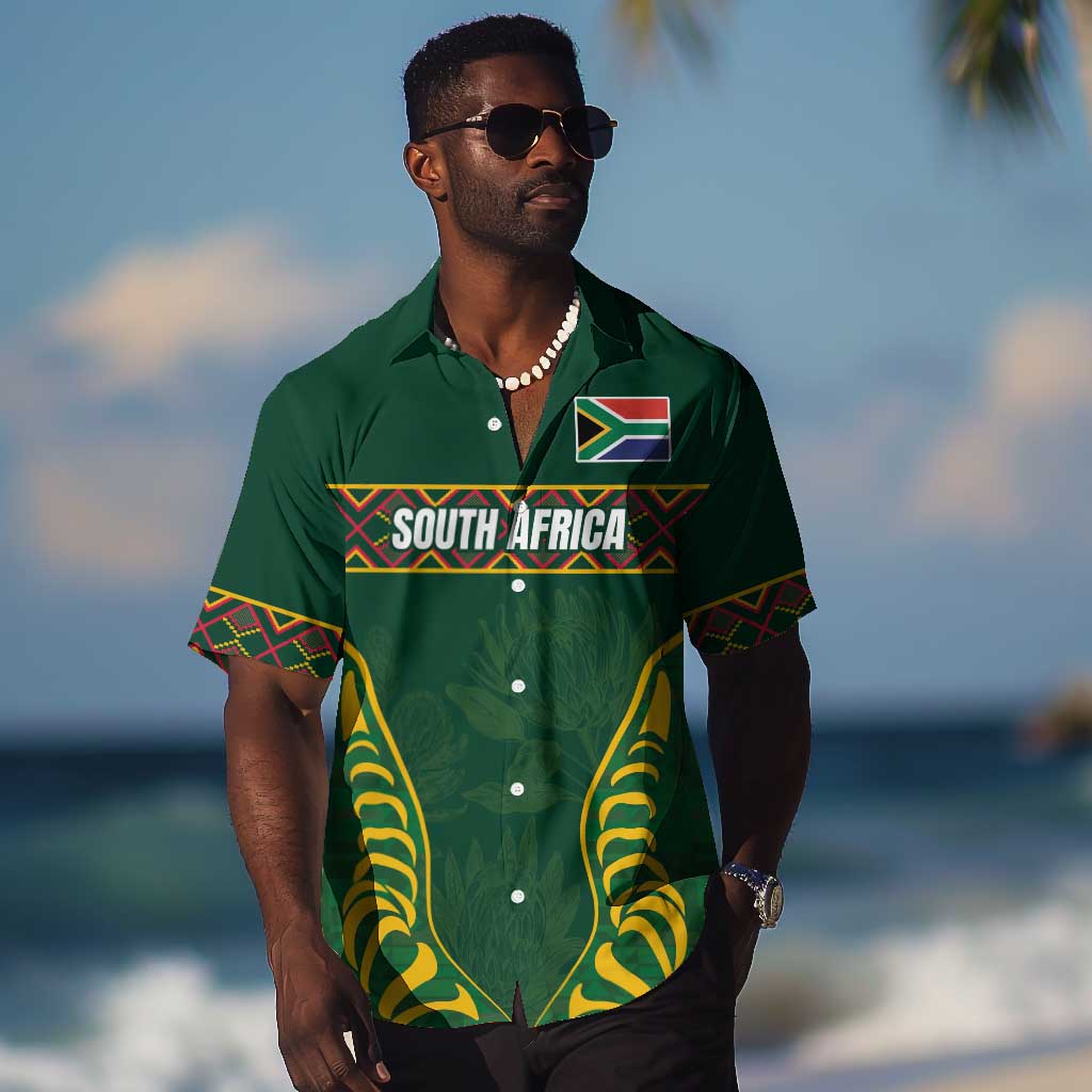 Custom South Africa Rugby Hawaiian Shirt Springboks Spirit and King Protea LT03