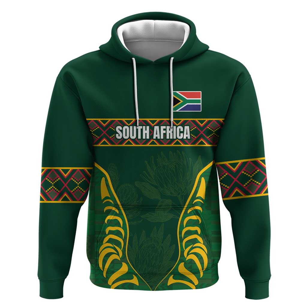 Custom South Africa Rugby Hoodie Springboks Spirit and King Protea LT03