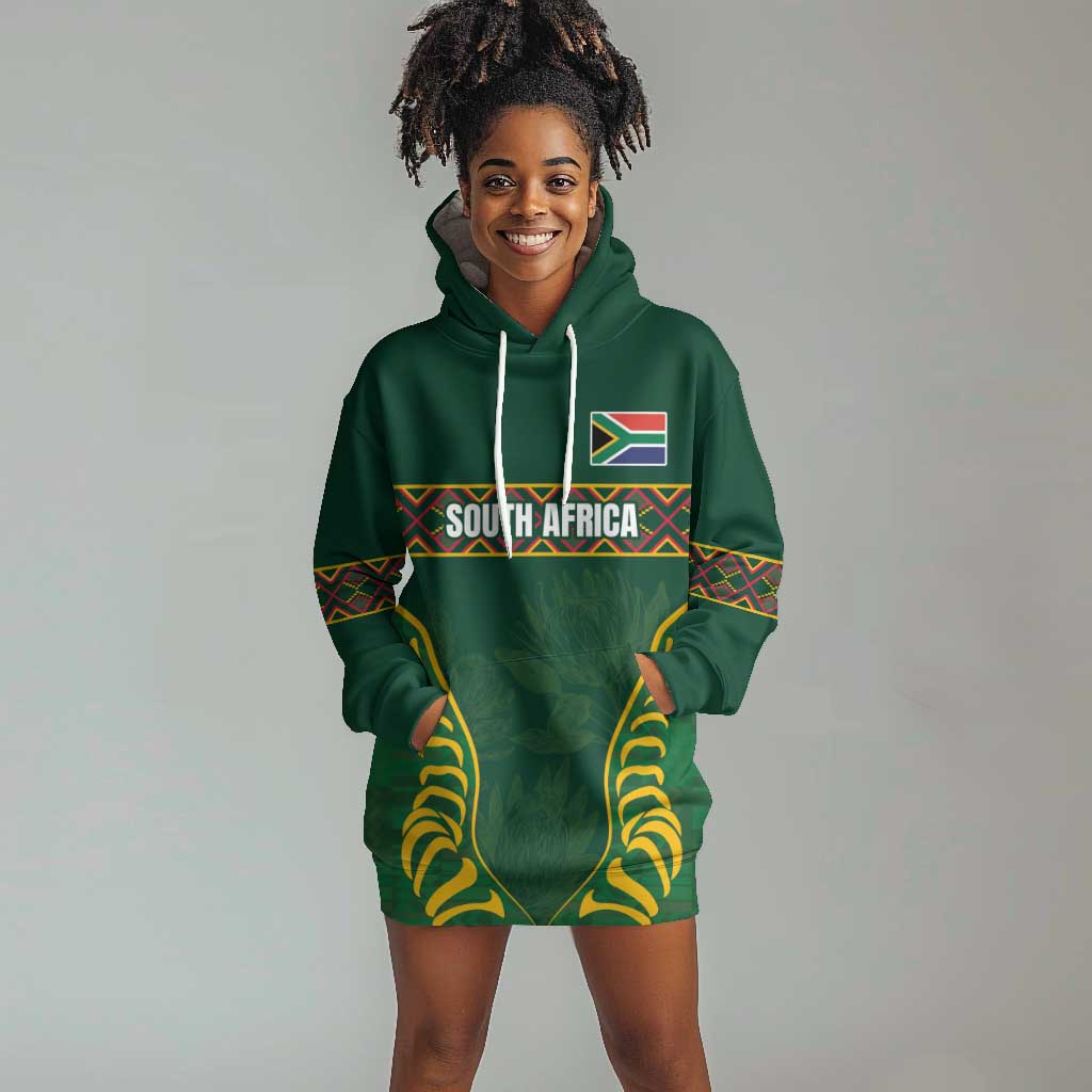 Custom South Africa Rugby Hoodie Dress Springboks Spirit and King Protea LT03