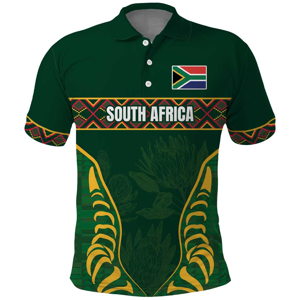 Custom South Africa Rugby Polo Shirt Springboks Spirit and King Protea LT03