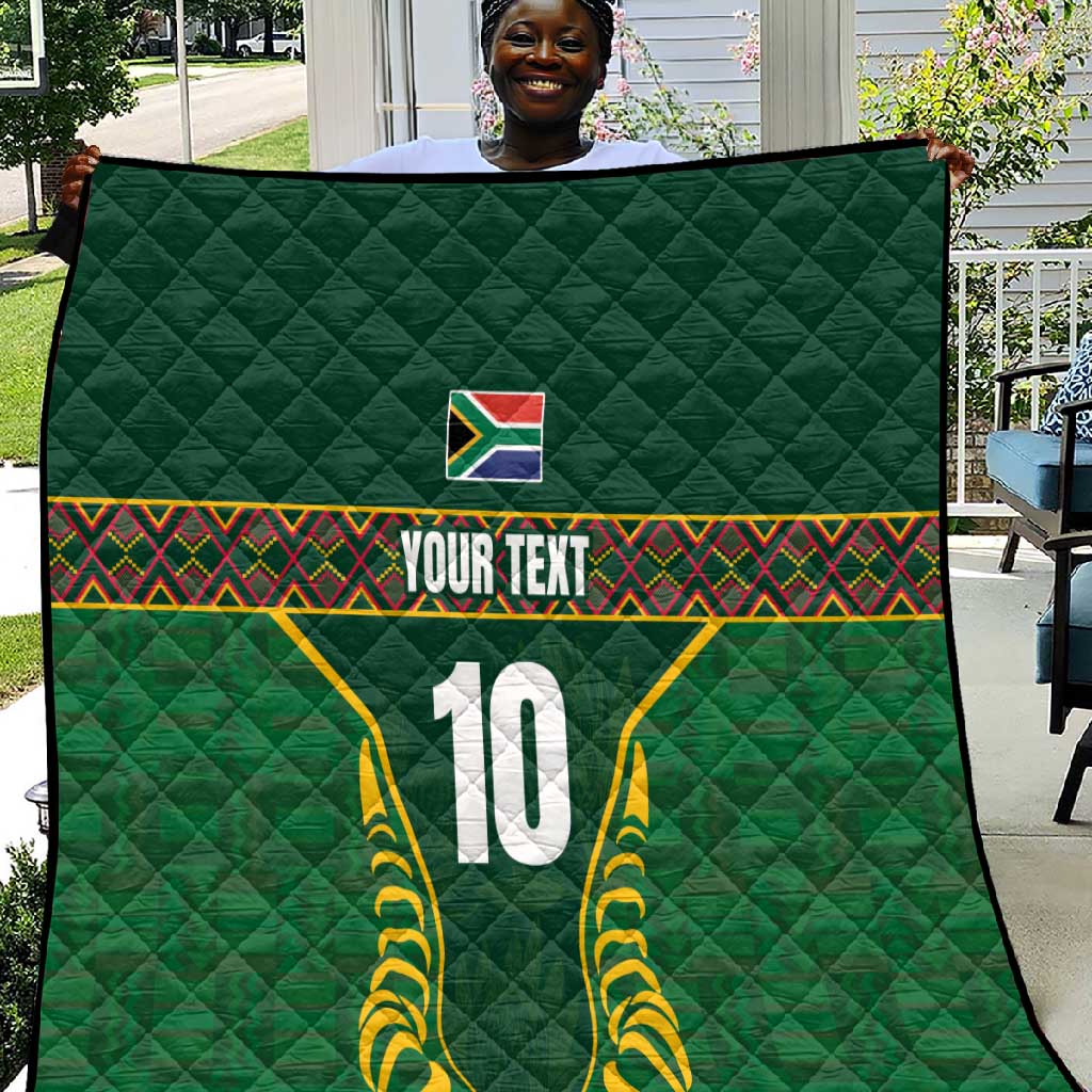 Custom South Africa Rugby Quilt Springboks Spirit and King Protea LT03