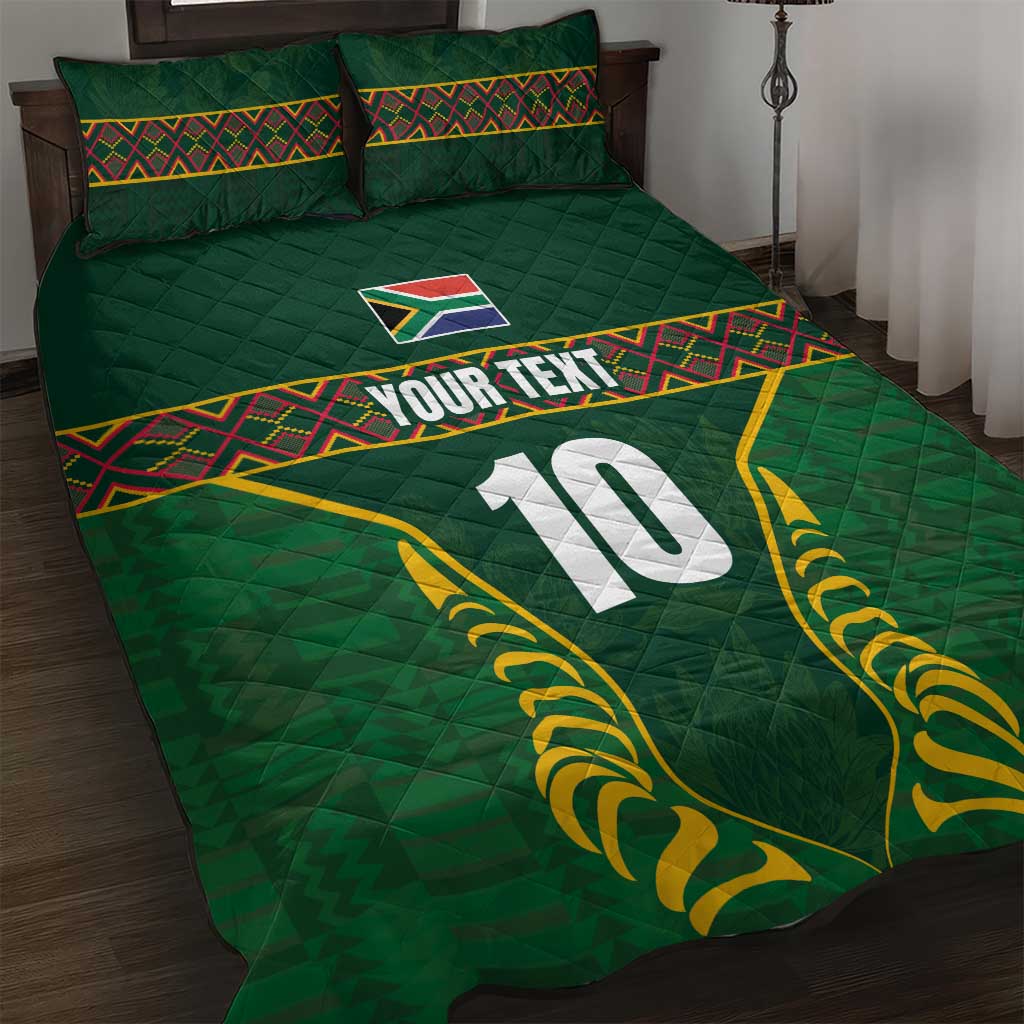 Custom South Africa Rugby Quilt Bed Set Springboks Spirit and King Protea LT03
