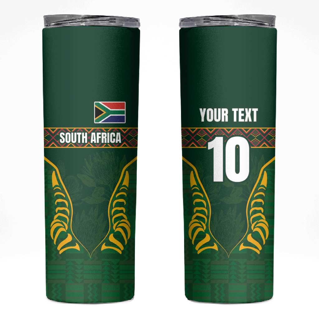 Custom South Africa Rugby Skinny Tumbler Springboks Spirit and King Protea LT03