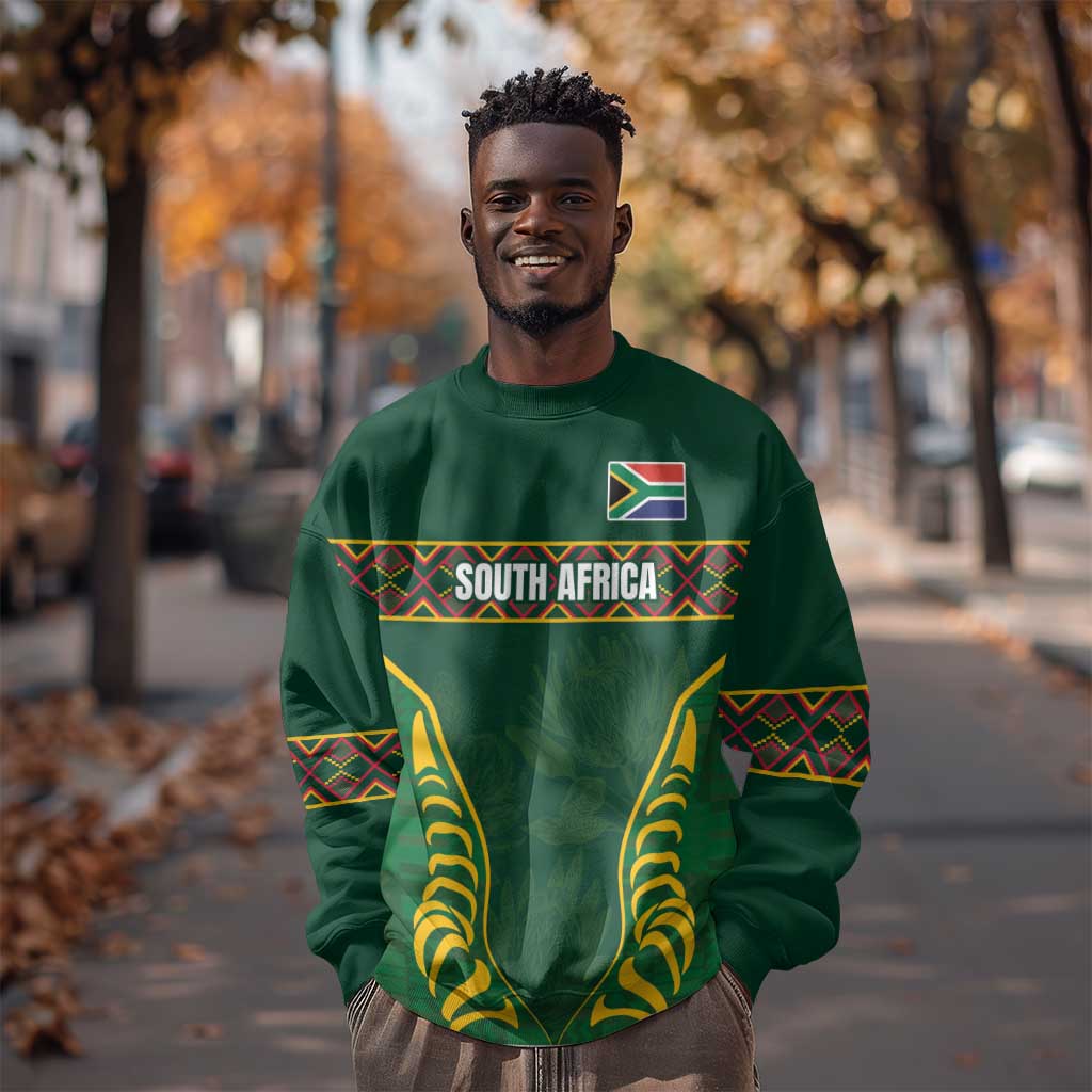 Custom South Africa Rugby Sweatshirt Springboks Spirit and King Protea LT03