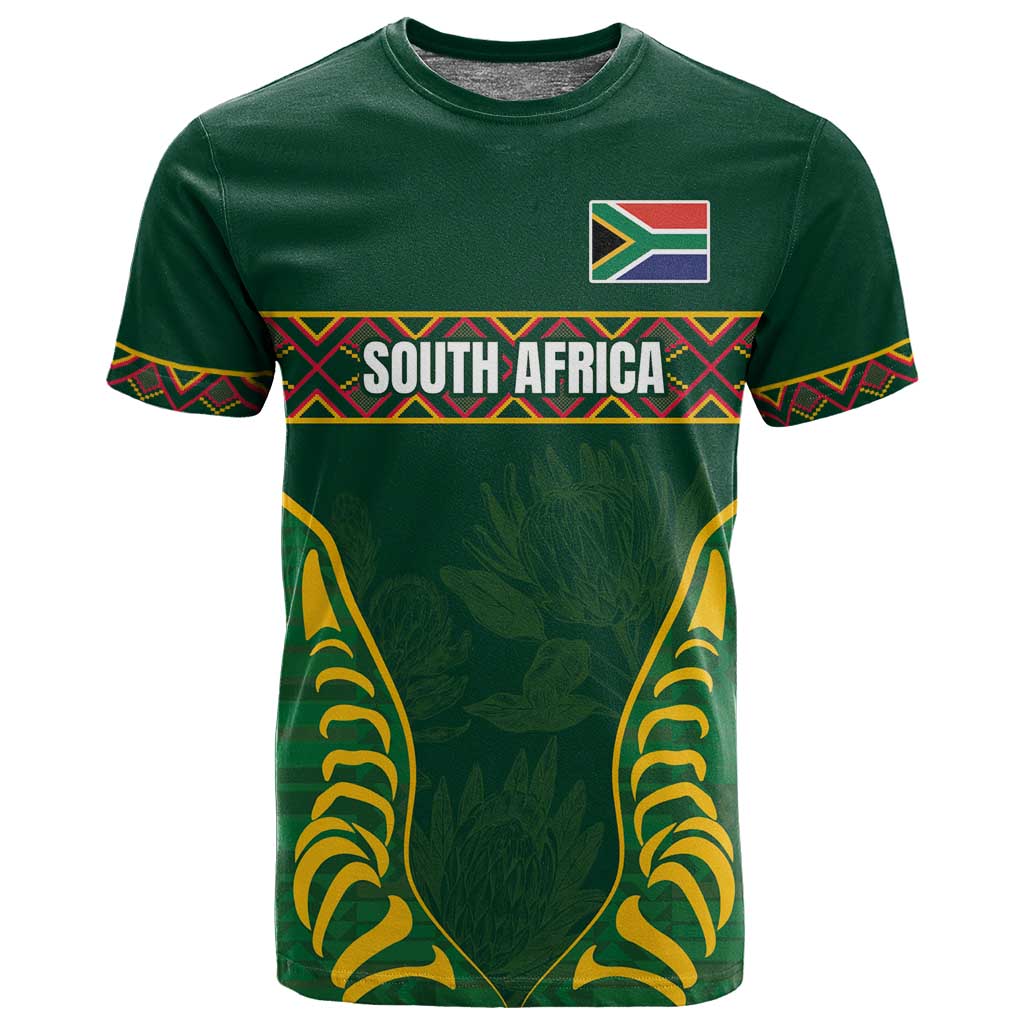 Custom South Africa Rugby T shirt Springboks Spirit and King Protea LT03
