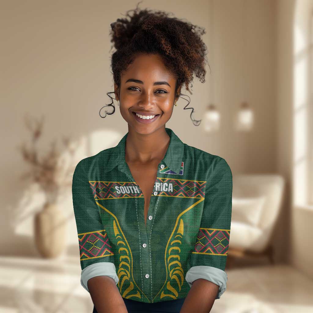 Custom South Africa Rugby Women Casual Shirt Springboks Spirit and King Protea LT03