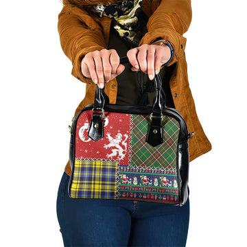 Scottish Christmas Shoulder Handbag Scotland Lion and Xmas Elements Patch Style LT03