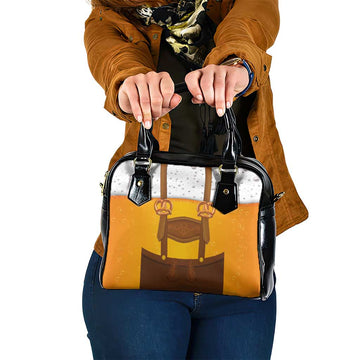 Traditional German Costume - Lederhosen and Soft Pretzel Shoulder Handbag Oktoberfest Beer Head Funny Style LT03