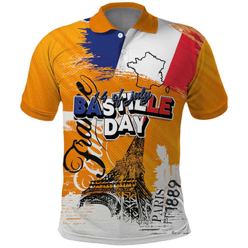 Bastille Day Polo Shirt France Typography Art Grunge Style LT03