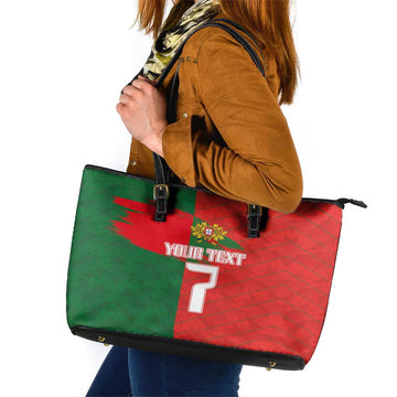 Custom Portugal Football 2024 Go Champion Leather Tote Bag LT03
