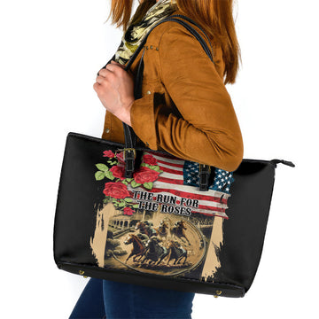 The First Kentucky Horse Racing Leather Tote Bag Since 1875 American Flag Vintage Style LT03
