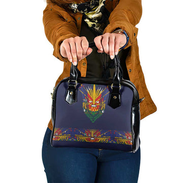 Haiti Flag Traditional Dashiki Shoulder Handbag Black Color LT03