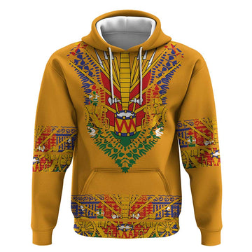 Haiti Flag Traditional Dashiki Hoodie Yellow Color LT03