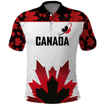Custom Canadian Rugby Polo Shirt Maple Leaves Sporty Art Style White Color LT03