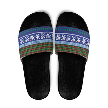 Scottish Christmas Slide Sandals Xmas Royal Lions and Tartan LT03