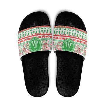 Welsh Christmas Slide Sandals Awen and Celtics Culture with Xmas Elements LT03
