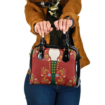 Norwegian Male Bunad Shoulder Handbag with Rosemaling Folk Art Red Color LT03