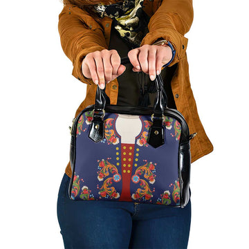 Norwegian Male Bunad Shoulder Handbag with Rosemaling Folk Art Navy Color LT03