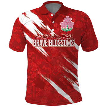 Custom Rugby Japan Polo Shirt The Champion Brave Blossoms Red Color LT03