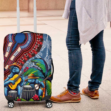 Afro-Caribbean Luggage Cover African Dashiki Style with Caribbean Music with Blue Iguanas LT03