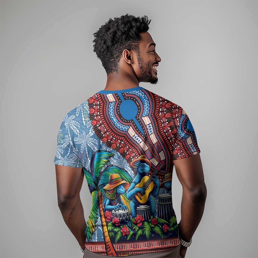 Afro-Caribbean T shirt African Dashiki Style with Caribbean Music with Blue Iguanas LT03