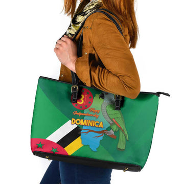 Dominica Independence Day Leather Tote Bag Imperial Amazon With National Flag and Map LT03