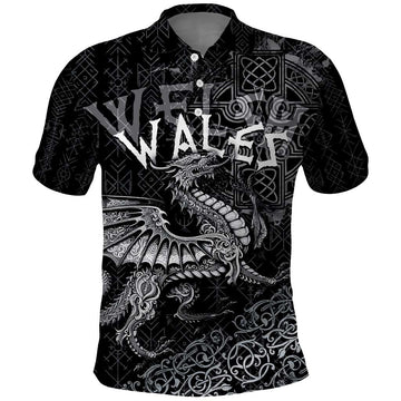 Welsh Celtic Culture Polo Shirt Wales Y Ddraig Goch with Runes Symbols LT03