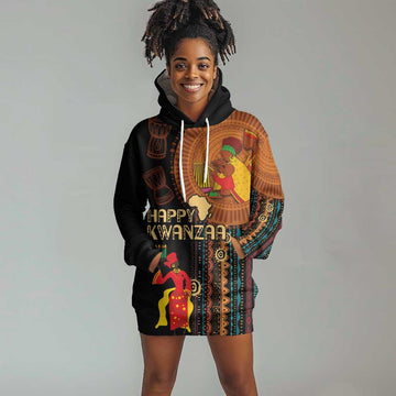 Happy Kwanzaa African Hoodie Dress - Tribal Pattern LT03