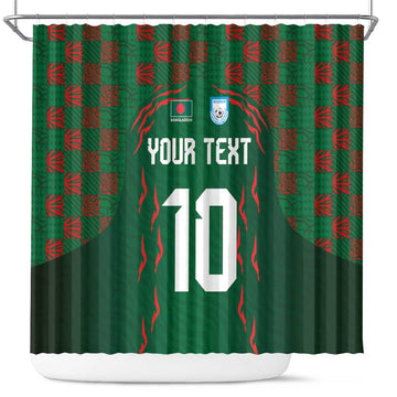 Custom Bangladesh Football Shower Curtain Bengal Tigers Green-Red Warriors LT03