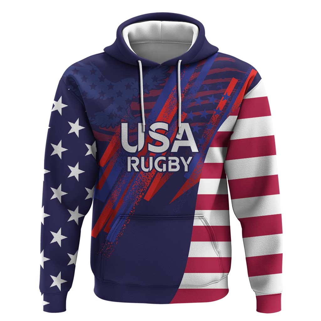 Custom United States Pacific Rugby 2024 Hoodie The Eagle and USA Flag Style LT03
