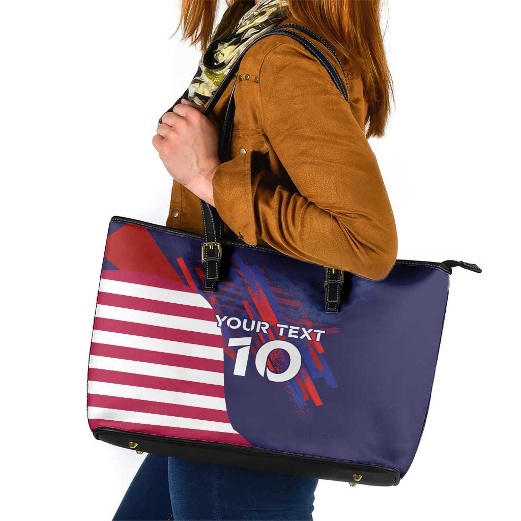 Custom United States Pacific Rugby 2024 Leather Tote Bag The Eagle and USA Flag Style LT03