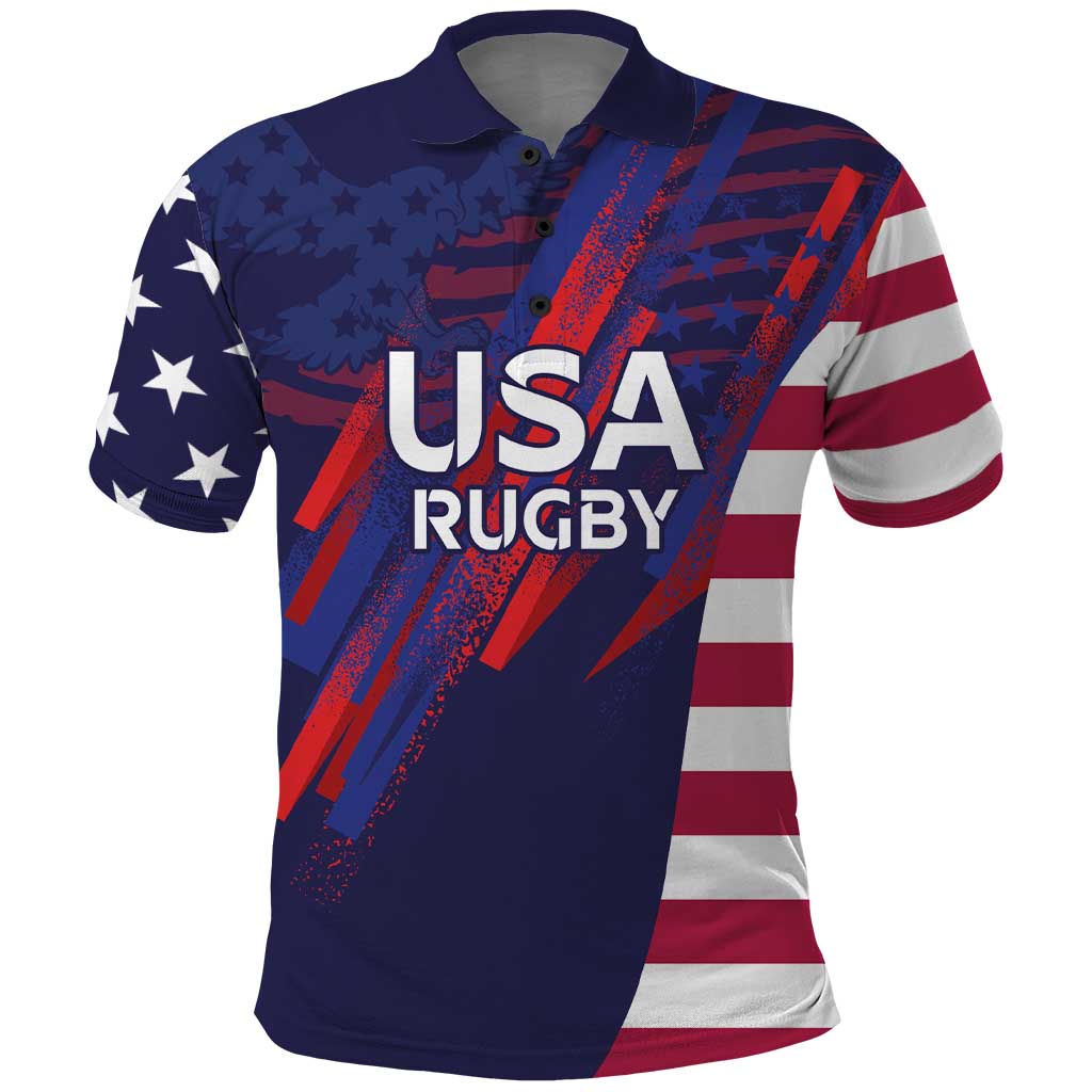 Custom United States Pacific Rugby 2024 Polo Shirt The Eagle and USA Flag Style LT03