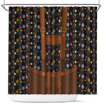 Traditional German Costume - Lederhosen Shower Curtain Folk Floral Pattern Style LT03