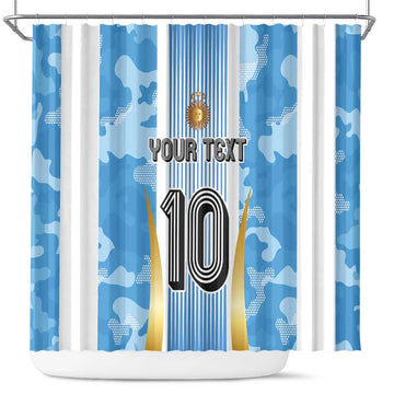 Custom Argentina Football Shower Curtain La Albiceleste Three Times The Best in The World LT03