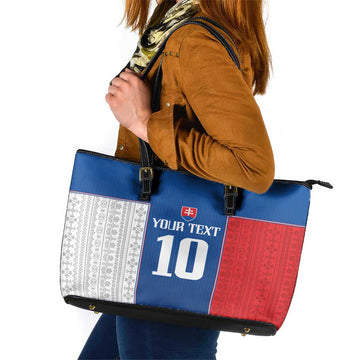 Custom Slovakia Football 2024 Go Champion Leather Tote Bag LT03