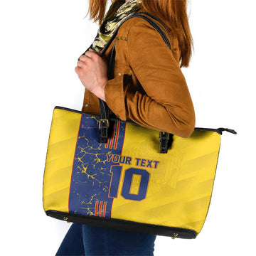Custom Romania Football 2024 Go Champion Leather Tote Bag LT03