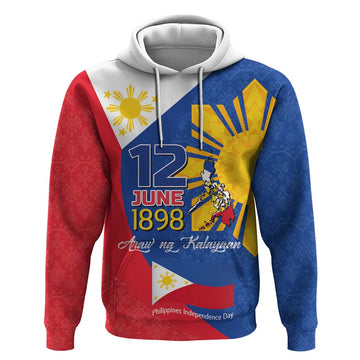 Philippines Independence Day Hoodie Araw ng Kalayaan Polynesian Sun and YAKAN Pattern LT03