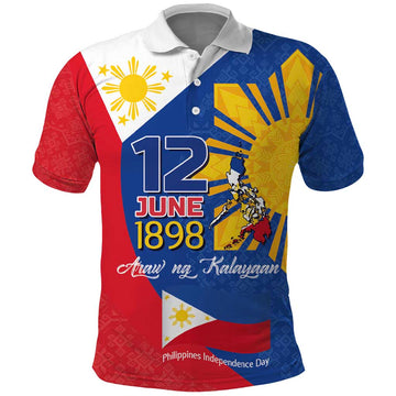 Philippines Independence Day Polo Shirt Araw ng Kalayaan Polynesian Sun and YAKAN Pattern LT03