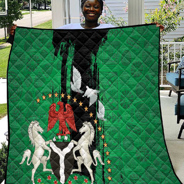 Nigeria Independence Day Quilt - National Seal with Peace Dove - African Pattern LT03