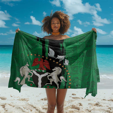 Nigeria Independence Day Sarong - National Seal with Peace Dove - African Pattern LT03