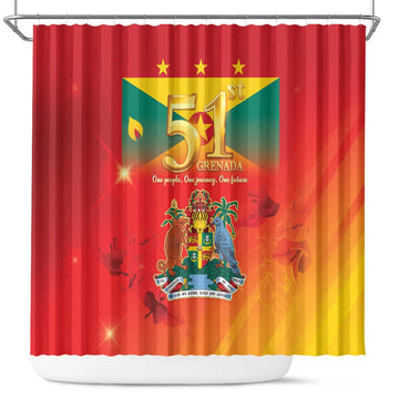 Happy 51st Independence Day Grenada Shower Curtain One People One Journey One Future LT05