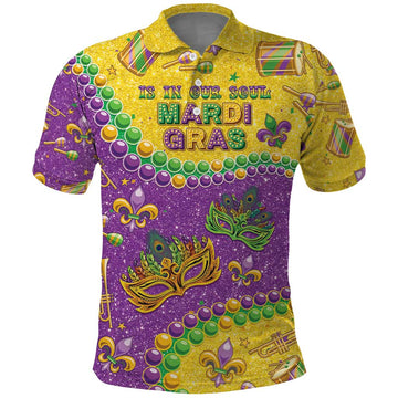 Mardi Gras Is In Our Soul Polo Shirt Glitter Style LT05