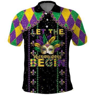 Funny Mardi Gras Polo Shirt Let The Shenanigans Begin LT05