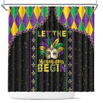 Funny Mardi Gras Shower Curtain Let The Shenanigans Begin LT05